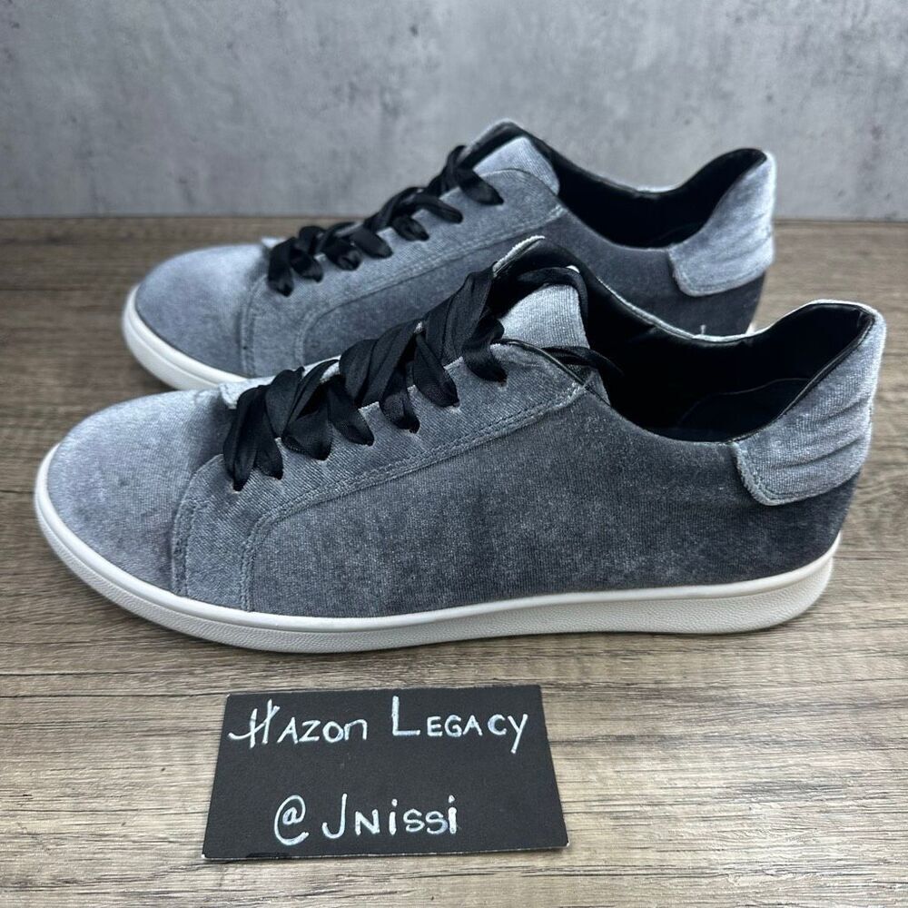 Sam Edelman~Women’s~”Marlow” Gray Velvet Sneakers Ribbon Lace Sneakers~Size 9